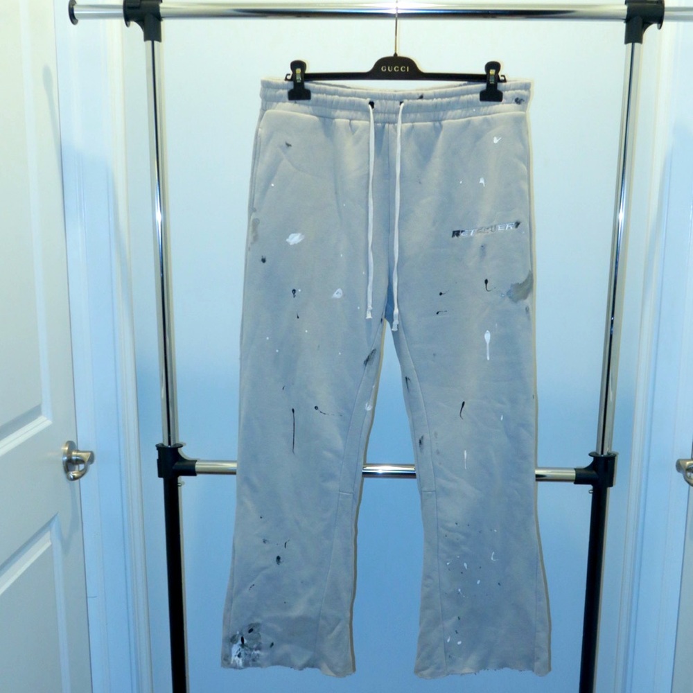 Retrovert Gray Sweatpants with Paint Splatter